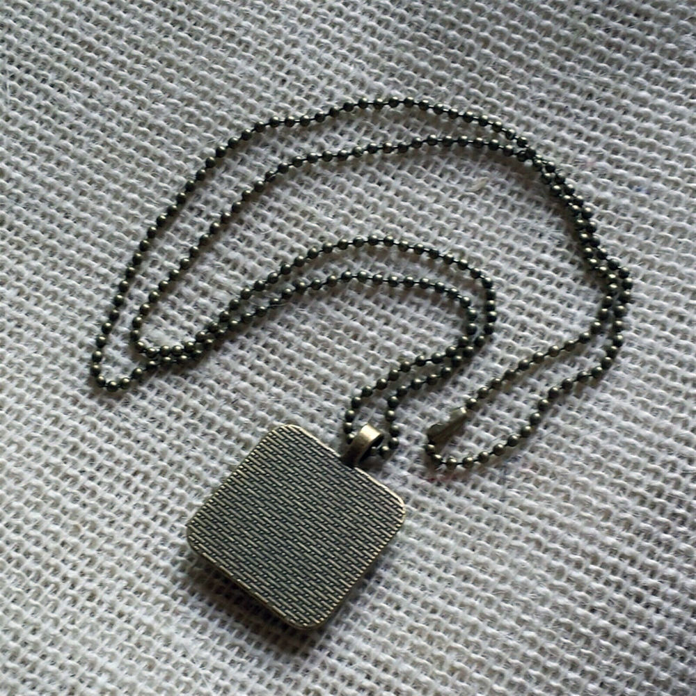 Victorian Butterflies Steampunk Square Antiqued Brass Glass 27" Long Necklace - Picture 2 of 3